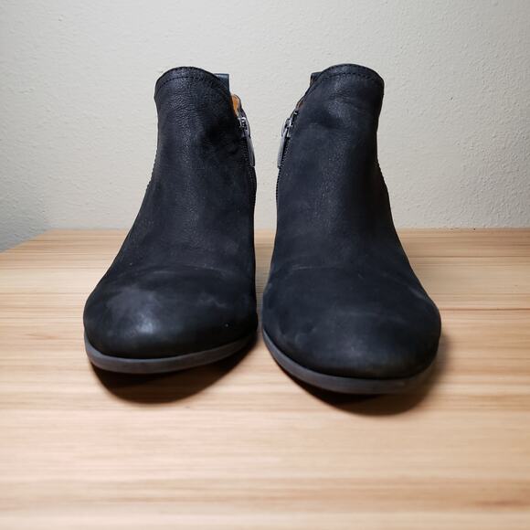 Franco Sarto Women's 10 Garfield Black Suede Western Booties Buckle Ankle Witchy - Picture 4 of 8